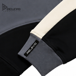 Vente en gros Sweat à capuche pour homme en molleton 100% coton épais, écologique, uni, coupe classique, gris foncé avec manches bleu roi - Product Image 4