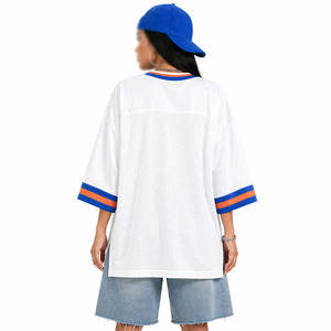 Camiseta de fútbol americano extragrande para mujer, cuello en V, manga larga de malla, corte holgado, uniforme de equipo personalizado OEM - Product Image 3