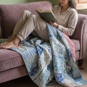 Indian Handcrafted Cotton Kantha Twin Quilt <b>Throw</b> 150x220 cm Hand Block Printed Hand Embroidered Bedspread Boho Home Bedding Set - Product Image 5