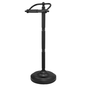 Porte-serviettes traditionnel en fer noir avec barre simple et base ronde pour salle de bain, design autoportant, fait main - Product Image 3