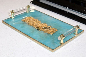 Plateau décoratif de luxe moderne en résine de qualité supérieure, fait main, pour la maison, la salle à manger et les tables basses Tradebyd - Product Image 2