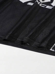 Camiseta Deportiva de Malla Texturizada con Cuello en V para Hombre, con Panel de Leopardo y Estampado Gráfico Gótico, Personalizada, OEM, al por Mayor, Estilo Fútbol Americano - Product Image 4