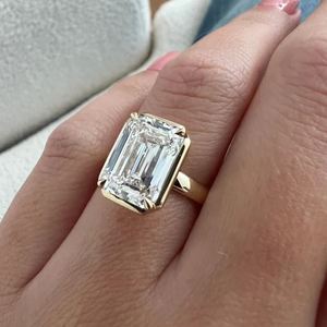 5.0 CT <b>Emerald</b> Cut Lab Grown Diamond 14K Gold Solitaire Engagement <b>Ring</b> Luxury Wedding Gift - Product Image 6