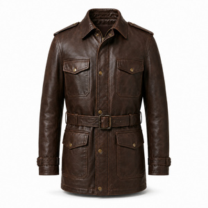Wholesale Men Genuine Leather Hooded Jacket Biker Motorcycle <b>Coat</b> Stylish Winter Outerwear Custom Made OEM ODM Front - Product Image 1