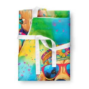 Golden Retriever Hippie Dawg Unisex grande Multicolor delantal de cocina para cocinar hornear manualidades jardinería-mujeres y hombres adultos - Product Image 3