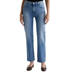 Pantalon en jean stretch taille haute pour femme, coupe slim, confortable, décontracté, style streetwear, en coton, jean court, design tendance - Product Image 1