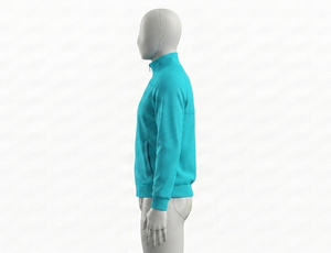 Men's Turquoise Knitted Zip-Up <b>Racer</b> Jacket Stand Collar Sporty Breathable Autumn Wear Regular Fit - Product Image 6