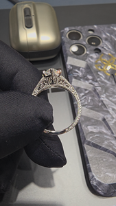 Anillo de Compromiso y Boda Moderno de Oro Blanco de 9k con Diamantes Cultivados en Laboratorio Certificados por IGI, Brillantes y Elegantes, Regalo de Joyería - Product Image 5
