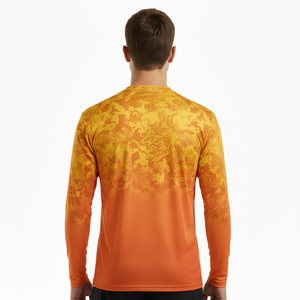 Men's Long Sleeve Fishing Shirt Sublimation Print Orange Yellow Gradient UPF 50 Quick Dry Outdoor Wear - Product Image 2