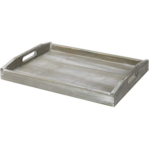 <b>Rustic</b> Distressed Gray Eco-Friendly Handmade Wooden Serving Tray Handles Perfect Farmhouse Decor <b>Coffee</b> <b>Table</b> Ottoman Use Great - Product Image 1