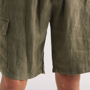 Men's Custom High Quality 100% Cotton Casual Cargo Shorts Elastic Waist Drawstring Multiple Pockets Solid Sports Shorts - Product Image 5