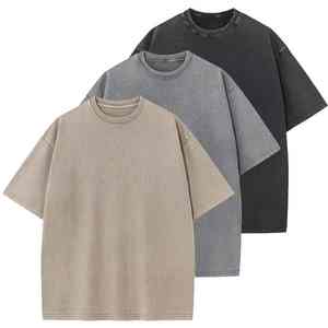 Camiseta de hombre 100% algodón 2026, de manga corta, corte holgado, colores sólidos, tela de punto oversize, lavado ácido, venta al por mayor - Product Image 2