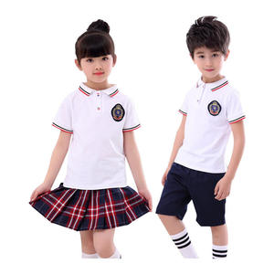 Conjunto de Uniforme Escolar de Verano para Niños 2026, Falda a Cuadros de Manga Corta de Algodón Unisex, Dos Piezas - Product Image 3