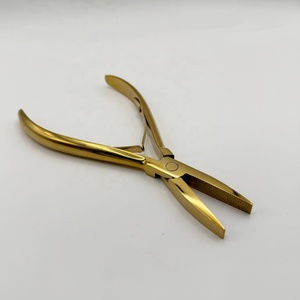 Pince à cheveux professionnelle pour extensions, en acier inoxydable plaqué or, avec logo personnalisé, outils de coiffure faits à la main - Product Image 3