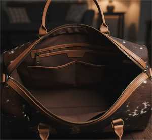 กระเป๋าเดินทางหนังแท้ลายขนสัตว์ กระเป๋าหนังวัวแบบถือสะพาย กระเป๋าเดินทางสุดสัปดาห์  รับทำโลโก้ตามสั่ง OEM LHTB-0053 - Product Image 5