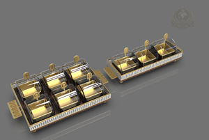 ชุดภาชนะใส่อาหารดีไซน์หรูหราพรีเมียมสั่งทำพิเศษ วัสดุโลหะสีทอง แก้ว ไม้ เป็นมิตรกับสิ่งแวดล้อม เหมาะสำหรับงานเลี้ยง ชามเสิร์ฟ ฝาครอบแก้ว กระปุกใส่ขนม ถาด - Product Image 3