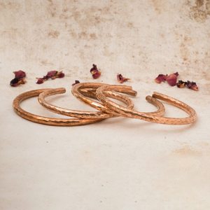 Pure Copper Magnetic Hammered Bangle | Handcrafted in India | Natural Healing Unisex Jewellery | Antique Modern <b>Boho</b> Chic - Product Image 2