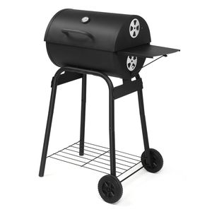 Griglia a Carbone a Barile con Tavolino Laterale e Ruote per Barbecue all'Aperto, Campeggio, Picnic e Uso in Patio - Product Image 4