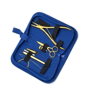 Professional Hair Extension Tool Kit Stainless Steel <b>Beading</b> Tools with Storage Case Scissors Pliers Pulling <b>Needles</b> Hook Loop - Product Image 4