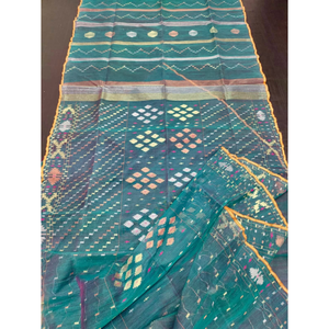 Sari Tradicional de Algodón Jamdani Premium para Mujer, Estampado Digital, Protección Solar, Secado Rápido, para Bodas, Fiestas y Eventos Festivos - Product Image 6