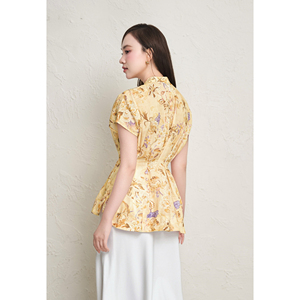 Blusa de Lino y Viscosa Ecológica para Mujer, Estilo Vietnamita, con Cuello Mandarín, Botones, Antiarrugas, Estilo Casual de Verano, VENUS - Product Image 5