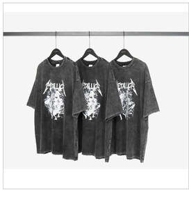 T-shirt Homme Col V Oversize Noir Délavé à l'Acide 100% Coton, Manches Courtes Amples, Personnalisable avec Logo, Qualité Supérieure, Style Vintage - Product Image 5