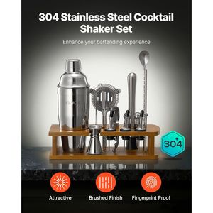 Set da Cocktail Shaker in acciaio inox da 18 pezzi Kit da barista in argento con strumento da Bar per la miscelazione di bevande - Product Image 3