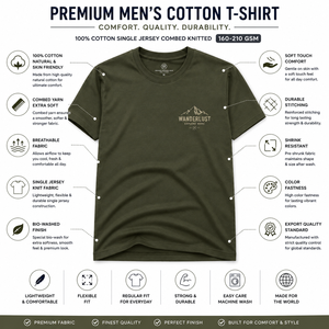T-shirt à manches courtes pour homme, vert olive, col rond, coupe classique, tissu en terry, écologique, décontracté, imprimé par transfert thermique, imprimé de motifs - Product Image 3