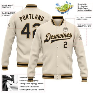 Custom Cream Black <b>Old</b> Gold Varsity <b>Jacket</b> Full-Snap Bomber Letterman <b>Jacket</b> Premium Unisex Team Streetwear Fashion Wear - Product Image 2