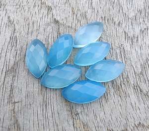 Calcedoine bleue taille marquise à coupe damier, pierre précieuse calibrée, pierre libre pour la fabrication de bijoux, bagues, pendentifs et fournitures d'artisanat - Product Image 3