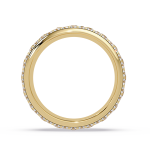 Anillo de Boda de Diamantes Cultivados en Laboratorio, Triple Hilera Ancha, Tipo Eternity, Oro Amarillo de 14K, Anillo de Aniversario, Fabricante - Product Image 5