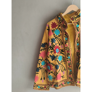 Hand Embroidered Floral Jacket Women Mandarin Collar Full Sleeve Spring Bohemian Style Cotton Woven Prairie Chic <b>gift</b> <b>for</b> <b>her</b> - Product Image 4