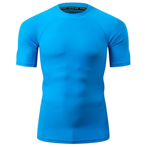 OEM Men Rash Guard T <b>Shirt</b> <b>Compression</b> Short Sleeve Swim <b>Shirt</b> UV Protection Custom Logo Wholesale Bulk - Product Image 3