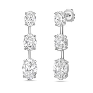 8 CT Lab Grown Diamond Graduated Dangling <b>Earrings</b> Lab grown oval diamonds_ - Product Image 1