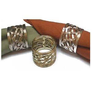 Ronds de serviette tressés élégants et modernes en fer argenté et doré, décoration de table pour mariages et banquets, porte-serviettes de luxe pour fêtes et hôtels - Product Image 1