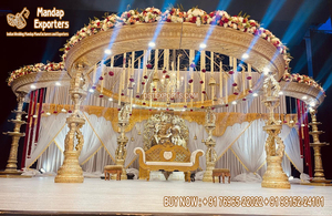 Fibra DE BODA Jali botella cristal Mandap fibra tallada dorada Mandap conjunto boda Mandaps fabricante Top Mandap boda conjunto EE. UU. - Product Image 4