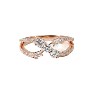 Bague de mariage minimaliste torsadée en or massif 10K 14K 18K avec émeraude et diamant de laboratoire taille ronde, clarté DEF VS VVS, et moissanite - Product Image 3