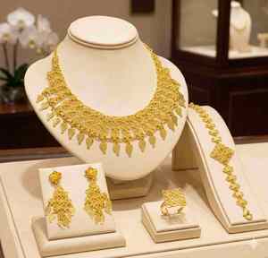 Wholesale 14K18K24K Micron <b>Gold</b> Plated Traditional Floral Design Bridal Jewelry <b>Set</b> France European Wedding Fashion Jewelry <b>Sets</b> - Product Image 1