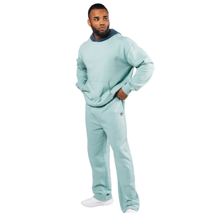 Pantalones Deportivos para Hombre, Color Azul Celestial, Gruesos, de Pierna Recta, de Algodón y Felpa, para Entrenamiento, OEM, Suministro al por Mayor Personalizado - Product Image 3