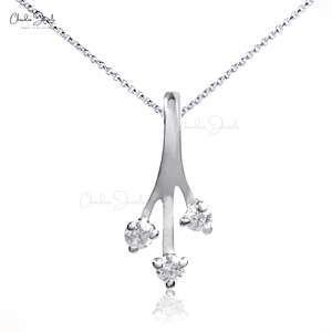 Colgante de Diamante Natural de 0.12 Ct, Color G-H, Oro Blanco de 14k, Colgante Hecho a Mano con Engaste de Garras para Mujer, Joyería Personalizada a Precio de Descuento - Product Image 3