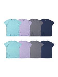 T-shirt à manches courtes pour homme, taille plus, col rond, tricoté, couleur unie, tissu jersey décontracté, bleu turquoise, violet, gris, bleu marine - Product Image 1