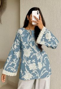 Kurti court imprimé pour femmes et filles |   Tunique évasée pour usage quotidien |   Kurti en rayonne élégant et confortable - Product Image 3