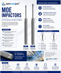 ชุดเครื่องมือผ่าตัดกระดูกและข้อขนาดใหญ่และขนาดเล็ก MOE Impactor 10 นิ้ว 22.2 ซม. แบบแมนนวล Zetomed Pro - Product Image 6