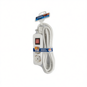 Bloque de Enchufes de 2 Tomas con Interruptor y Cable de 5M, Base Doble Interconectable - Product Image 1