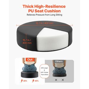Rolling <b>Stools</b> with <b>Wheels</b> Set of 2 500 Lbs Capacity Height Adjustable Thick Cushion Ergonomic PU Leather Seat 360 - Product Image 3
