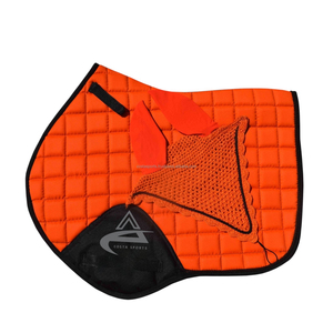 COSTA SPORTS Orange Horse Saddle Pad Matching Set Ear <b>bonnet</b> Custom Design Logo Anti-Shrink Anti-Slip Horse Jumping Saddle Pad - Product Image 1