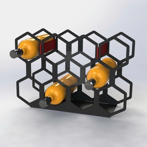 Moderno Porta Botellas de Vino de Metal Geométrico, Diseño Hexagonal de Panal, Organizador de Botellas para Encimera, Decoración para Bar en Casa - Product Image 1