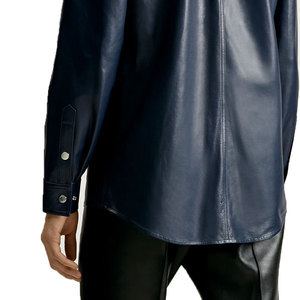 New Design Long Sleeve Stylish Men's Premium Hight Quality Leather <b>Shirt</b> Customized Logo & Size Classic Leather <b>Shirt</b> for Men - Product Image 4
