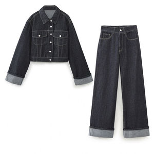 ชุดเดนิมฤดูร้อนราคาสมเหตุสมผล ผ้าฝ้าย 100% ระบายอากาศได้ดี สวมใส่สบายทุกวัน แฟชั่นทันสมัย ทรงเข้ารูป ชุดเซ็ต 2 ชิ้น - Product Image 1