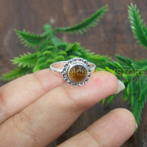 Natural Tiger Eye Gemstone Ring 925 Sterling Silver Handmade Statement Ring Brown Cabochon Stone Boho Vintage Jewelry Wholesale - Product Image 6